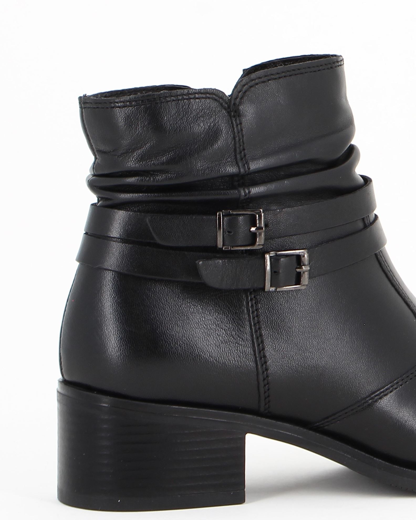 Stivali Estivi Donna Camperos Forati Nero Camoscio Con Fibbie E Punta Tacco Cono Legno 7 Cm Comodo Texas
