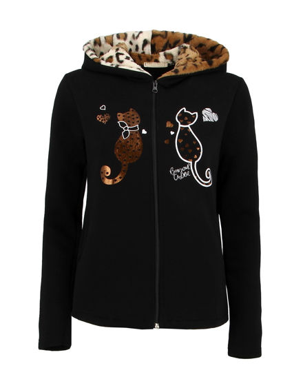 Immagine di MY JEWELS - DONNA FELPA CON ZIP E CAPPUCCIO GATTI