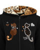 Immagine di MY JEWELS - DONNA FELPA CON ZIP E CAPPUCCIO GATTI