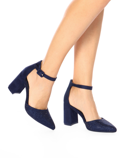 Scarpe blu scuro outlet con tacco