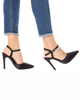 Immagine di MY JEWELS -Décolleté slingback  in raso nero, con cinturino alla caviglia, tacco 7 cm