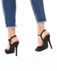 Immagine di MY JEWELS -Décolleté slingback  in raso nero, con cinturino alla caviglia, tacco 7 cm