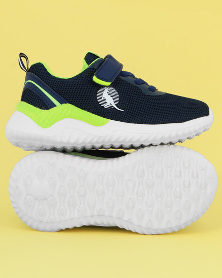 Immagine di CANGURO - Sneakers blu e verde con lacci e strappo,numerata 25/29