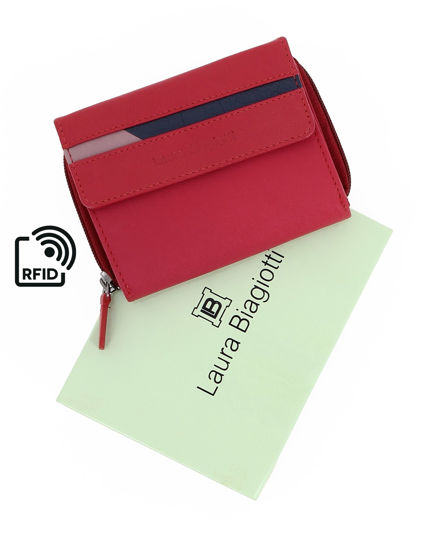 Immagine di Portafoglio donna rosso con incisione logo frontale, in VERA PELLE - Laura Biagiotti