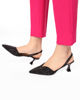 Immagine di MISS GLOBO - Décolleté slingback nera PIANTA LARGA con strass, sottopiede VERA PELLE- tacco 6,5