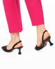 Immagine di MISS GLOBO - Décolleté slingback nera PIANTA LARGA con strass, sottopiede VERA PELLE- tacco 6,5