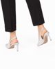 Immagine di MISS GLOBO - Décolleté slingback argento glitter, sottopiede VERA PELLE -tacco 7cm