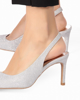 Immagine di MISS GLOBO - Décolleté slingback argento glitter, sottopiede VERA PELLE -tacco 7cm