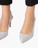 Immagine di MISS GLOBO - Décolleté slingback argento glitter, sottopiede VERA PELLE -tacco 7cm