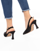 Immagine di MISS GLOBO - Décolleté slingback nero raso MADE IN ITALY- TACCO 7CM