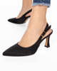 Immagine di MISS GLOBO - Décolleté slingback nero raso MADE IN ITALY- TACCO 7CM