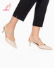 Immagine di MISS GLOBO -  Slingback beige con strass, in VERA PELLE a pianta larga - tacco 6 cm
