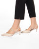 Immagine di MISS GLOBO -  Slingback beige con strass, in VERA PELLE a pianta larga - tacco 6 cm