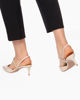 Immagine di MISS GLOBO -  Slingback beige con strass, in VERA PELLE a pianta larga - tacco 6 cm