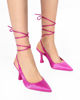 Immagine di MISS GLOBO - Slingback raso fuxia  lace up con sottopiede in VERA PELLE - tacco 9 cm
