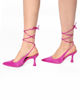 Immagine di MISS GLOBO - Slingback raso fuxia  lace up con sottopiede in VERA PELLE - tacco 9 cm
