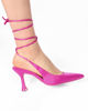 Immagine di MISS GLOBO - Slingback raso fuxia  lace up con sottopiede in VERA PELLE - tacco 9 cm