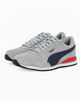 Immagine di PUMA - Sneakers grigia e blu scuro in VERA PELLE con dettagli rossi e soletta in memory foam, numerata 36/39 - ST RUNNER V3 SD JR
