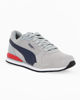 Immagine di PUMA - Sneakers grigia e blu scuro in VERA PELLE con dettagli rossi e soletta in memory foam, numerata 36/39 - ST RUNNER V3 SD JR
