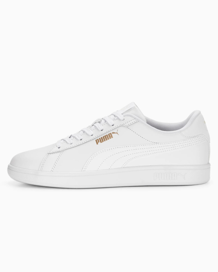 Immagine di PUMA - Sneakers da uomo bianca in VERA PELLE con logo laterale oro - SMASH 3.0 L