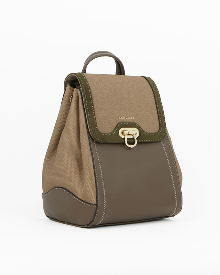Immagine di DAVID JONES - Zaino beige con coulisse e patta con chiusura a ribaltina