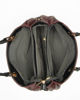 Immagine di DAVID JONES - Borsa due manici bordeaux con fascia nera sul fondo e tre scomparti principali, tracolla removibile
