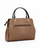 Immagine di DAVID JONES - Borsa due manici beige con fascia nera sul fondo e tre scomparti principali, tracolla removibile