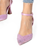Immagine di MISS GLOBO - Pumps gioiello in raso lilla con strass su tacco e punta, tacco 9cm