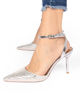 Immagine di MISS GLOBO - Slingback argento con strass, sottopiede in VERA PELLE, tacco 8cm