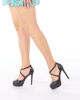 Immagine di MISS GLOBO - Pumps nera open toe con incrocio davanti, sottopiede in VERA PELLE - tacco 13