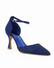 Immagine di MISS GLOBO - Décolleté raso blu con strass PIANTA LARGA - tacco 8,5cm