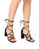 Immagine di MISS GLOBO - Sandalo lace up con punta quadrata e sottopiede in VERA PELLE, tacco 9CM