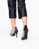 Immagine di MISS GLOBO - Sandalo nero con zip posteriore e multifasce con strass, tacco 10,5CM