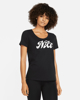 Immagine di NIKE - T shirt girocollo da donna nera in tessuto traspirante con logo bianco