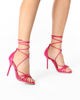 Immagine di MISS GLOBO - Sandalo fuxia lace-up multifasce con nodo e sottopiede in VERA PELLE, tacco 9,5CM