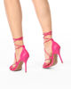 Immagine di MISS GLOBO - Sandalo fuxia lace-up multifasce con nodo e sottopiede in VERA PELLE, tacco 9,5CM