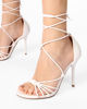 Immagine di MISS GLOBO - Sandalo bianco lace-up multifasce con nodo e sottopiede in VERA PELLE, tacco 9,5CM