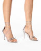 Immagine di MISS GLOBO - Sandalo argento lace-up multifasce con nodo, tacco 9,5CM