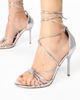 Immagine di MISS GLOBO - Sandalo argento lace-up multifasce con nodo, tacco 9,5CM