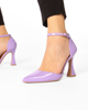 Immagine di MISS GLOBO - Décolleté punta tallone lilla con sottopiede in VERA PELLE e cinturino alla caviglia, tacco 9CM