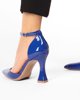 Immagine di MISS GLOBO - Décolleté punta tallone blu con sottopiede in VERA PELLE e cinturino alla caviglia, tacco 9CM
