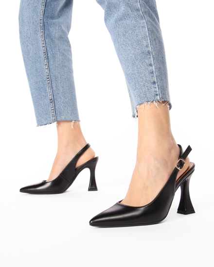 Immagine di MISS GLOBO - Décolleté slingback nera con sottopiede in VERA PELLE, tacco 9CM