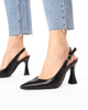 Immagine di MISS GLOBO - Décolleté slingback nera con sottopiede in VERA PELLE, tacco 9CM