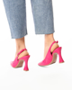 Immagine di MISS GLOBO - Décolleté slingback fuxia in vernice con sottopiede in VERA PELLE, tacco 9CM