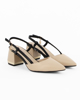Immagine di LAURA BIAGIOTTI - Décolleté slingback beige con ciondolo logo sulla fibbia, tacco 6CM