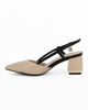 Immagine di LAURA BIAGIOTTI - Décolleté slingback beige con ciondolo logo sulla fibbia, tacco 6CM