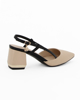 Immagine di LAURA BIAGIOTTI - Décolleté slingback beige con ciondolo logo sulla fibbia, tacco 6CM