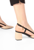 Immagine di LAURA BIAGIOTTI - Décolleté slingback beige con ciondolo logo sulla fibbia, tacco 6CM