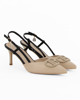 Immagine di LAURA BIAGIOTTI - Décolleté slingback beige con applicazione logo sulla punta, tacco 7CM