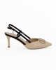 Immagine di LAURA BIAGIOTTI - Décolleté slingback beige con applicazione logo sulla punta, tacco 7CM